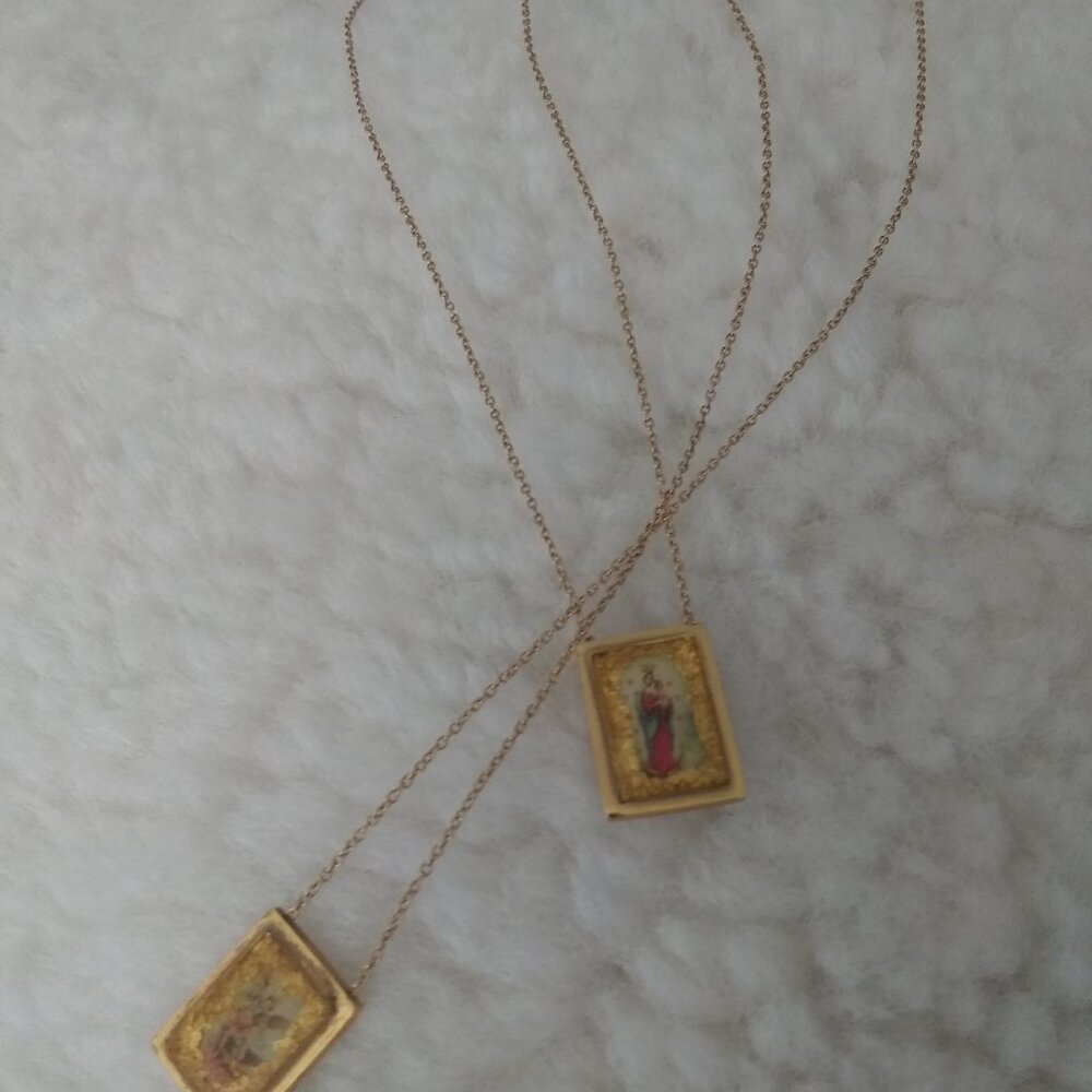18K and 24k GOLD HANDMADE SCAPULAR NECKLACE  made byFrancisca Botelho